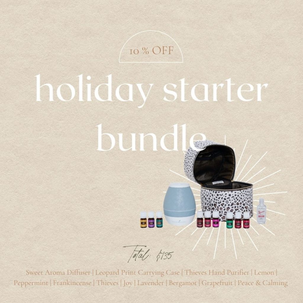 Young Living Sale, Holiday Starter Bundle, 10% off, nine oils, travel case, diffuser