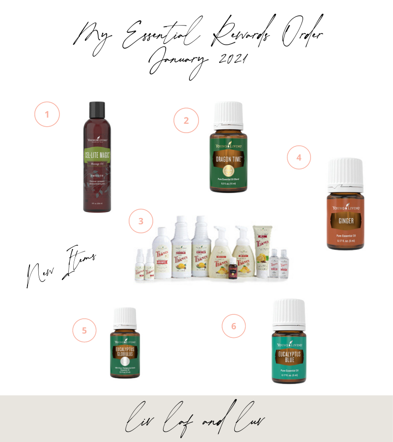 My Young Living Essential Rewards Order January 2021, New items I am trying this month