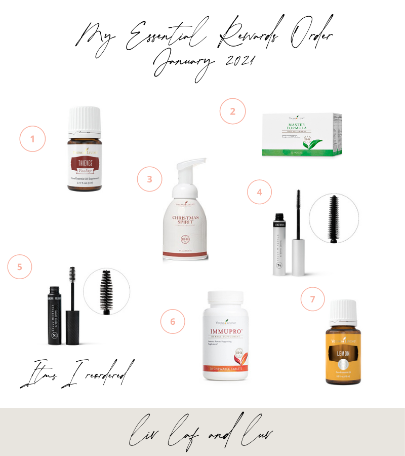 My Young Living Essential Rewards Order January 2021 Items I Reordered